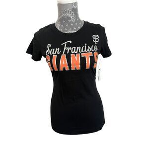 San Francisco Giants Women's Black Metallic Logo T-Shirt Small